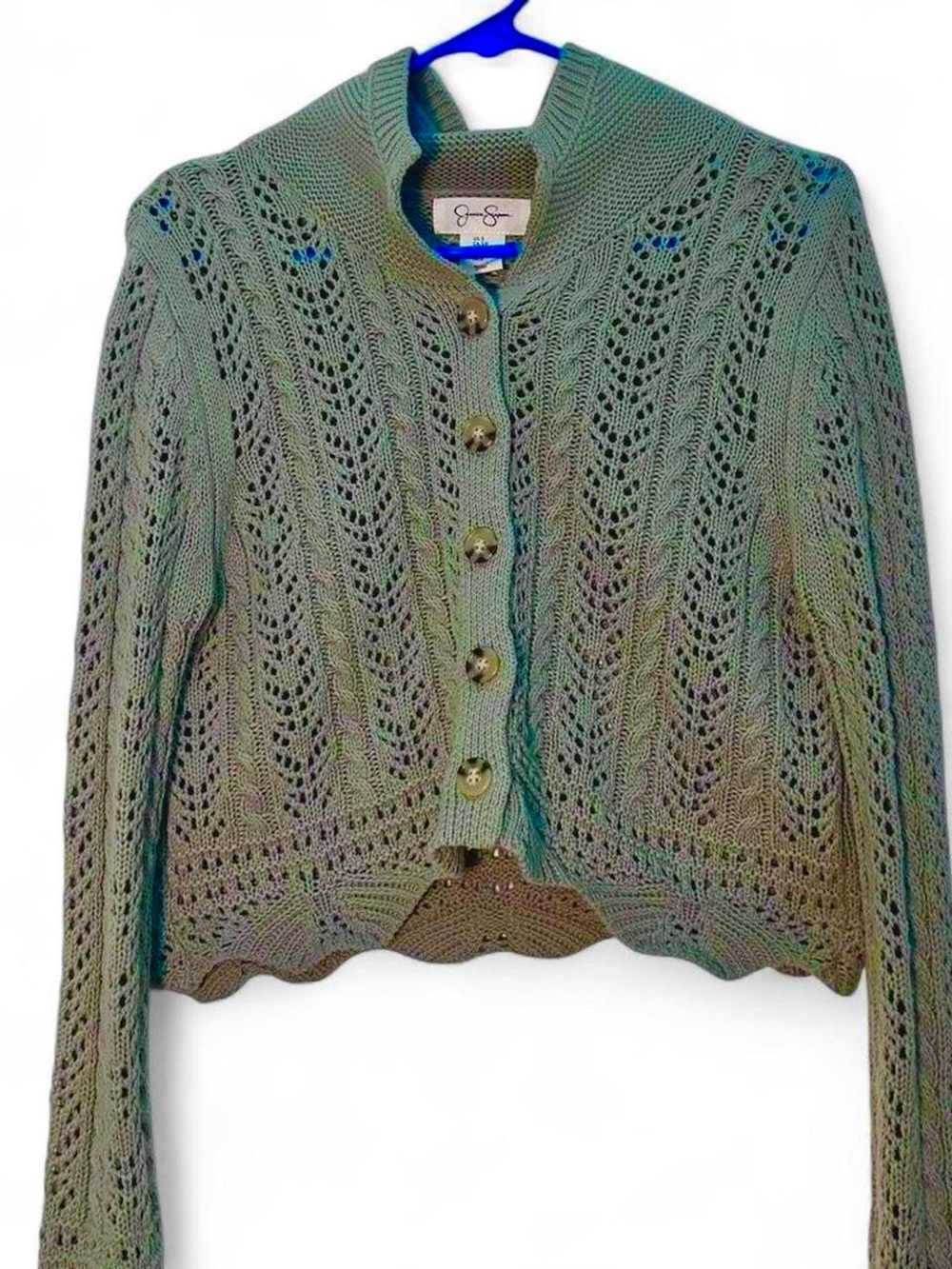 Sage green cropped boho cardigan